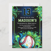 Baseball Birthday Party Kaart (Voorkant)