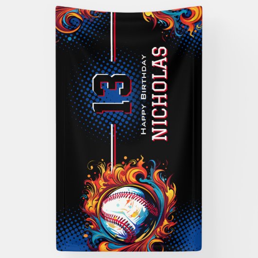 Baseball Birthday Party Spandoek (Verticaal)