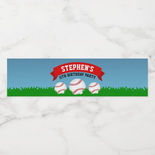Baseball Birthday Party Waterfles Etiket (Enkel label)