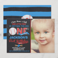 Baseball Birthday Uitnodiging Baseball 1e verjaard
