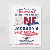 Baseball Birthday Uitnodiging Baseball 1e verjaard (Voorkant)