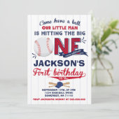 Baseball Birthday Uitnodiging Baseball 1e verjaard (Staand voorkant)