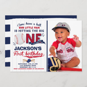 Baseball Birthday Uitnodiging Baseball 1e verjaard