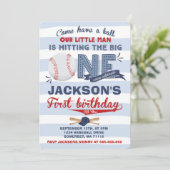 Baseball Birthday Uitnodiging Baseball 1e verjaard (Staand voorkant)