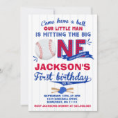 Baseball Birthday Uitnodiging Baseball 1e verjaard (Voorkant)