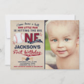 Baseball Birthday Uitnodiging Baseball 1e verjaard (Voorkant)
