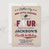 Baseball Birthday Uitnodiging Baseball 4e verjaard (Voorkant)