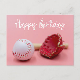Baseball Birthday woord op groen voor speler Briefkaart