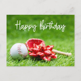 Baseball Birthday word on green for Player Kaart