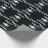 Baseball Black Blue White Baby shower HOME RUN Cadeaupapier (Hoek)