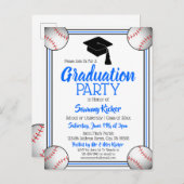 Baseball Blue & Black Graduparty Uitnodiging Briefkaart (Voorkant / Achterkant)