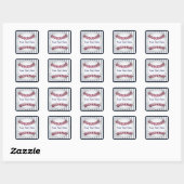 Baseball Blue Pin Stripes gepersonaliseerd Vierkante Sticker (Vel)