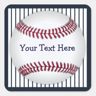 Baseball Blue Pin Stripes op maat Vierkante Sticker