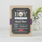Baseball Blue Red Boy Baby shower Invitation sport (Debout devant)
