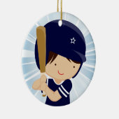 Baseball Boy Batter in Blue en White Keramisch Ornament (Rechts)
