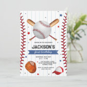 Baseball Boy Birthday Party Invitation (Debout devant)