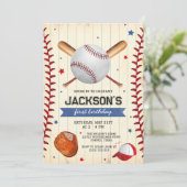 Baseball Boy Birthday Party Invitation (Debout devant)