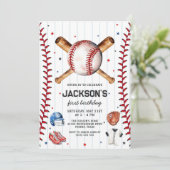 Baseball Boy Birthday Party Invitation (Debout devant)