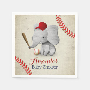 Baseball Boy Cute Elephant Baby shower Servet