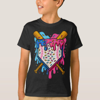 Baseball Boys Ice Cream Drip Baseball T-shirt