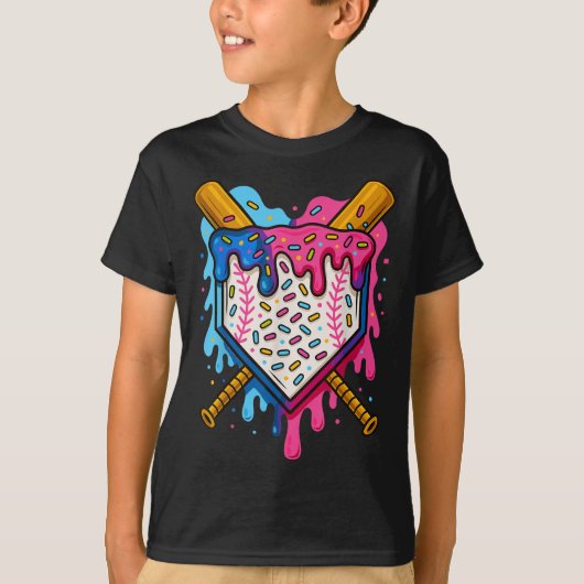 Baseball Boys Ice Cream Drip Baseball T-shirt (Voorkant)