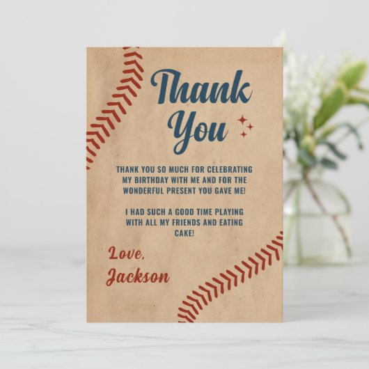 Baseball Boys Verjaardag Bedankt Card Kaart (Staand voorkant)