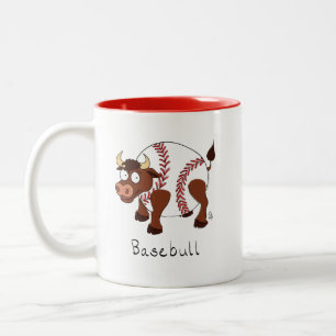 Baseball Bull Funny Kinder Sport Tweekleurige Koffiemok