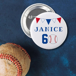 Baseball Bunting Flags 60th Birthday Ronde Button 5,7 Cm