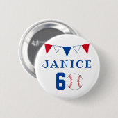 Baseball Bunting Flags 60th Birthday Ronde Button 5,7 Cm (Voorkant /achterkant)