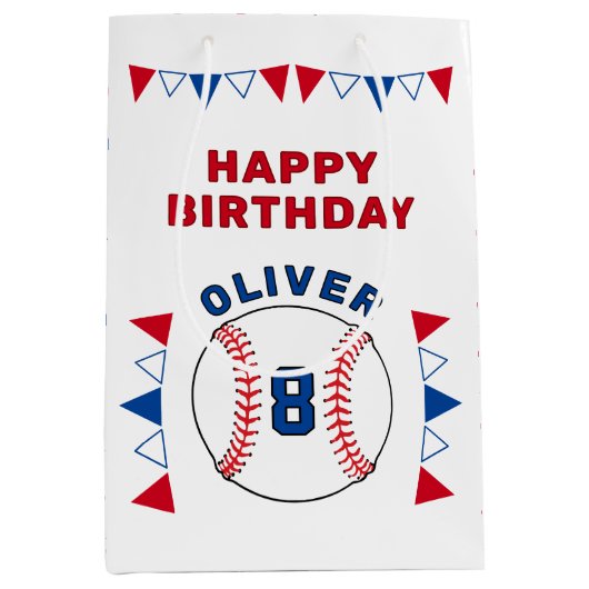 Baseball Bunting Flags Kinderen van zaterdag Medium Cadeauzakje (Voorkant)