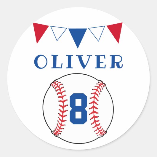 Baseball Bunting Flags Kinderen van zaterdag Ronde Sticker (Voorkant)