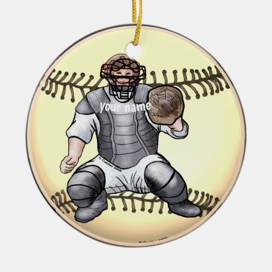 Baseball Catcher aangepast Jaar ornament (Voorkant)