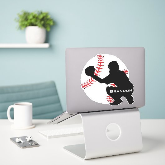 Baseball Catcher Design Contour Sticker (Laptop op bureau)