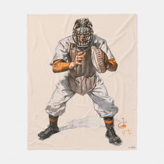 Baseball Catcher Fleece Deken (Voorkant)