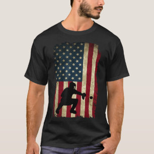 Baseball Catcher Gear Sports American Flag Little T-shirt