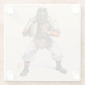 Baseball Catcher Glazen Onderzetter (Achterkant)
