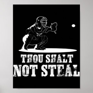 Baseball Catcher Gou Shalt Niet Steal - Religieus Poster