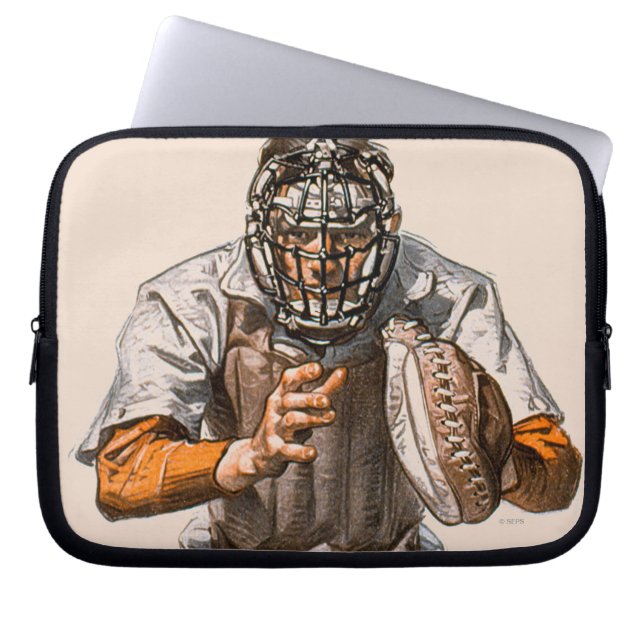 Baseball Catcher Laptop Sleeve (Voorkant)