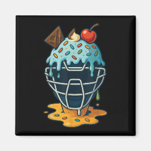 Baseball Catcher Mask Ice Cream Drip Sprinkles Des Magneet