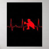 Baseball Catcher - Red Baseball Catcher Heartbeat Poster (Voorkant)