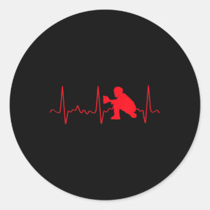 Baseball Catcher - Red Baseball Catcher Heartbeat Ronde Sticker
