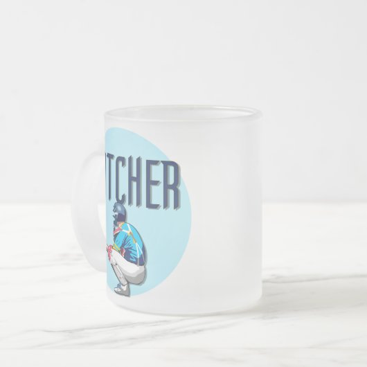 Baseball Catcher T-shirts en cadeautjes Matglas Koffiemok (Voorkant links)