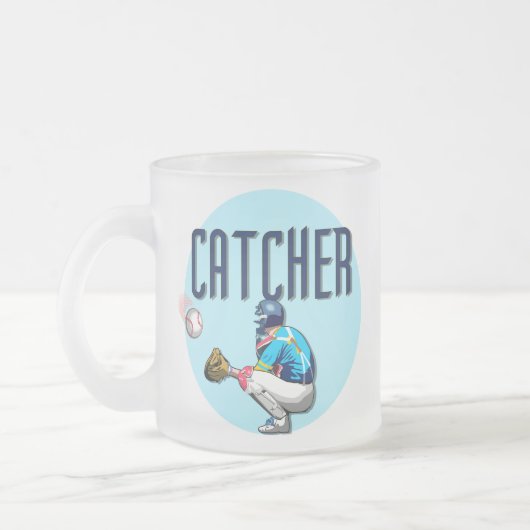 Baseball Catcher T-shirts en cadeautjes Matglas Koffiemok (Links)