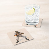 Baseball Catcher Vierkante Kartonnen Onderzetter (Insitu)