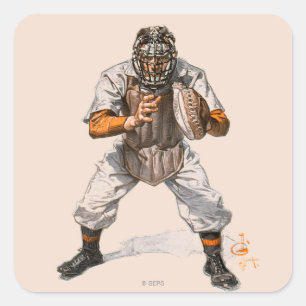 Baseball Catcher Vierkante Sticker