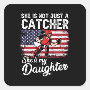 Baseball Catchers Sports US American Flag Vierkante Sticker