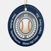 Baseball Champion Player School Silver Grey Blue Keramisch Ornament (Links)