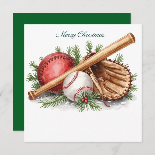 Baseball Christmas  Feestdagenkaart (Voorkant / Achterkant)
