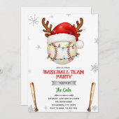 Baseball Christmas Party Invitation Kaart (Voorkant / Achterkant)