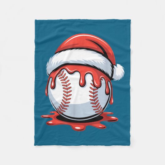 Baseball Christmas Santa Hat Dripng Festive Holida Fleece Deken (Voorkant)